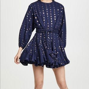 Rhode Ella Dress Navy Metallic Hearts
